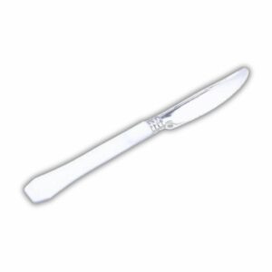 10 Silver with White Handle Plastic Knives